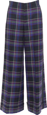 Ralph Lauren Tartan Plaid Wool Wide Leg Trousers
