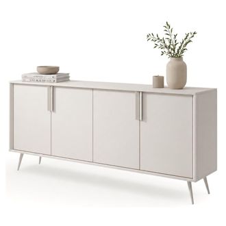 Dmora Alacena Harero, Aparador 4 Estantes, Con Patas, 8 Compartimentos, 110x40x78h Cm Blanco Crema