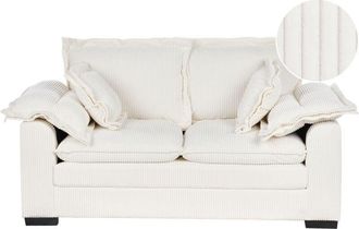 Beliani Beliani - 2 Seater Sofa Cord Upholstery Additional Cushions Living Room Furniture White Tirro