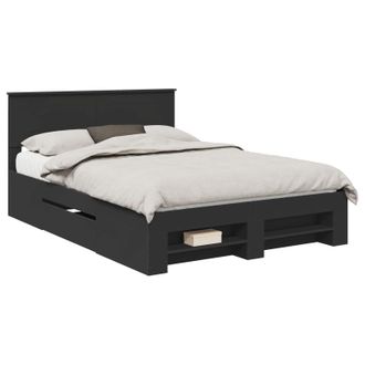 vidaXL Estructura De Cama Negro 150 X 200 Cm Madera De Ingenier&iacute;a Vidaxl