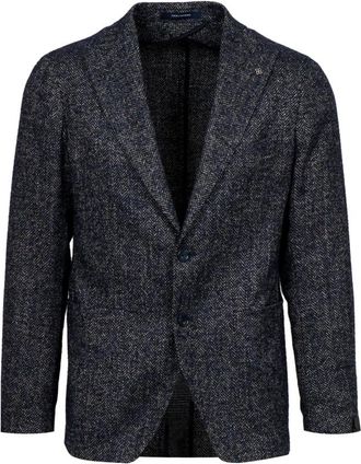 Tagliatore Herringbone Blazer - Heren - Blazers - Blauw - XL - Wol - Jassen