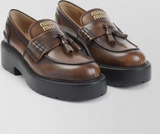 Miu Miu leather tassel platform loafers