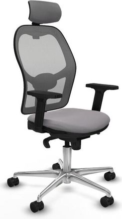 Piqueras y Crespo Piqueras Y Crespo - Jorquera Sincro Malla Gris Similpiel Gris Brazos 2d Base Aluminio Cabecero 2d Ruedas 65mm Nailon