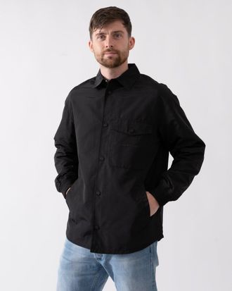 A|X Armani Exchange Mens Pocket Logo Detail Overshirt in Black - Size Medium