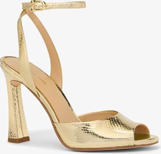 Michael Kors Rosie Metallic Snake Embossed Leather Sandal