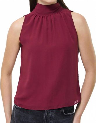 French Connection Marina Chiffon Sleeveless Top In Cabernet