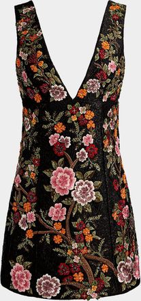 Alice & Olivia Mandy Embroidered Mini Dress