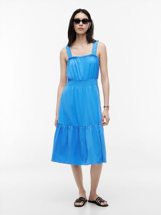 Tommy Hilfiger Womens Ruffle-Trim Shirred Jersey Midi Dress - Blue - XXL