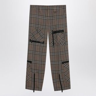 Burberry Cargo Pants Check Pattern In Silk Blend