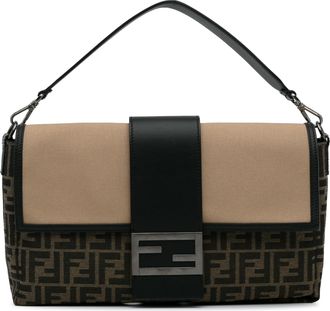Fendi Pre-owned Womens Baguette Shoulder Bag - Tan Textile - One Size