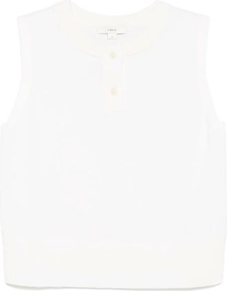 Vince Top henley con lavorazione a maglia - Bianco