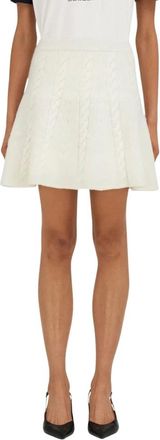Ferragamo Gebreide Minirok met Kabelpatroon - Dames - Korte rokken - Wit - M - Wol - Rokken