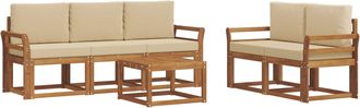 vidaXL Conjunto De Sof&aacute;s De Exterior 6 Uds. Natural Y Beige Vidaxl