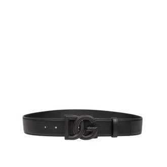 Dolce & Gabbana Belts, male, Black, Size: 90 CM Leather Belt with DG Logo