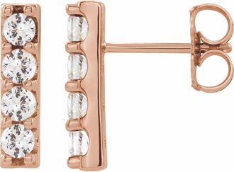 Diamond2Deal 1/2ct Lab-Grown Diamond Bar Stud Earrings Clarity SI, Color G-H, 14k Gold