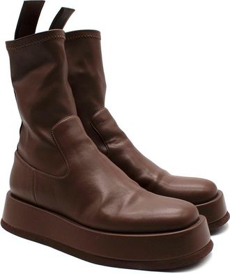 Gia Borghini Chocolate Brown Rosie Leather Boots Size 36