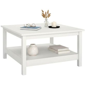 Dmora Tavolino da salotto Casato, Tavolo basso da caff&egrave;, Portariviste per divano, Ripiano da soggiorno, 81x81 h45 cm, Bianco - Dmora
