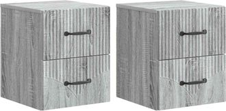 vidaXL Mesita De Noche De Pared 2 Uds. Gris Sonoma 34,5 X 33 X 40 Cm Vidaxl