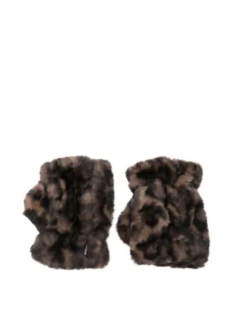 Apparis Ariel leopard-print fingerless gloves - women - Polyester - One Size - Brown