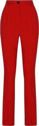 Dolce & Gabbana high-rise straight trousers - women - Elastane/Virgin Wool - 38 - Red