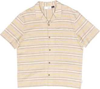 Mazine Striped Linen-Mix Resort Shirt Hemd für Herren | beige