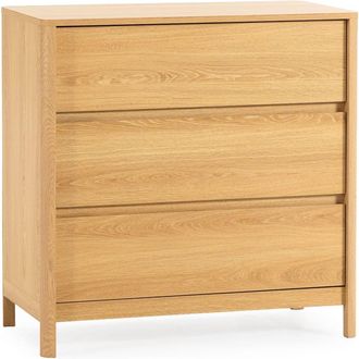 HOMN C&oacute;moda de noche 3 cajones efecto roble