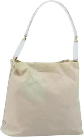Prada Pre-owned Shoulder Bags, female, Beige, Size: ONE SIZE Pre-owned Vintage Nylon Shoulder Bag