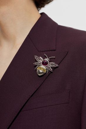 Dolce & Gabbana Pin With Shimmering Crystals, Mens, Silver