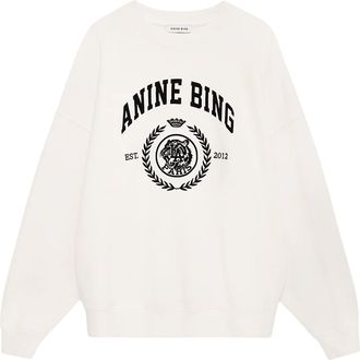 Anine Bing Collegiate Print Cotton Sweatshirt with Relaxed Fit