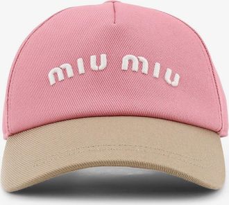 Miu Miu Cappello in cotone con logo lettering ricamato - MIU MIU - gender_Woman