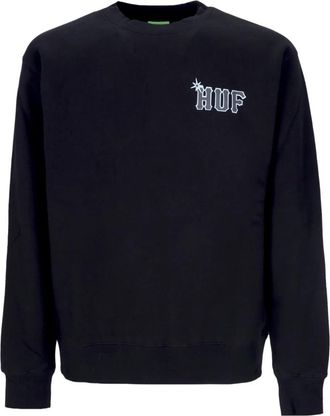 HUF Zwarte Crewneck Sweatshirt met Logo - Heren - Sweatshirts - Zwart - XL - Katoen - Hoodies & sweatvesten