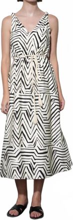 Greylin Evelyn Side Cut Out Knotted Strap Midi Dress In Ivory/black