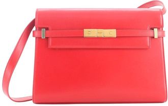 Saint Laurent Red Leather Manhattan Shoulder Bag Medium (Authentic Pre-Loved)