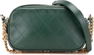 Chanel Borsa a tracolla in pelle di vitello con impunture e gros-grain con bottoni e doppia zip 2018-2019 - Verde