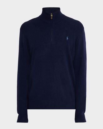 Polo Ralph Lauren Men & apos;s Wool Embroidered Pony Quarter-Zip Sweater
