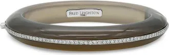 Fred Leighton Grey Chalcedony & Diamond Line Bangle in White Gold at Nordstrom, Size 6.5