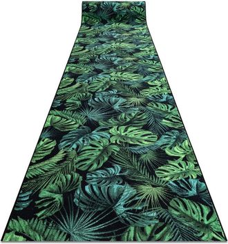 RugsX Rugsx - Alfombra De Pasillo Con Refuerzo De Goma Monstera Hojas, Verde 100 Cm Green 100x360 Cm