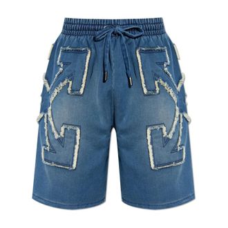 Off-white Casual Shorts, male, Blue, Size: 2XL Logo Shorts