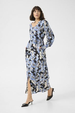 Kaffe Jurk Loose fit Black/Blue Graphic Strokes black blue