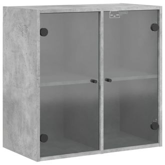 vidaXL Mueble De Pared Puertas De Vidrio Gris Hormig&oacute;n 68x37x68,5 Cm Vidaxl