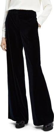 Theory Demitria Stretch Velveteen Flare Leg Trousers in Baltic - Xhx at Nordstrom Rack, Size 00