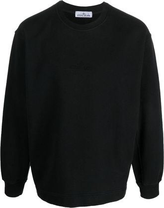 Stone Island logo-embroidered cotton sweatshirt - men - Cotton - S - Black