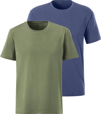 John Devin T-Shirt JOHN DEVIN mit Slub-Garn Struktur, Herren, Gr. XXL (60/62), gr&uuml;n (khaki, blau), Slub, Obermaterial: 100% Baumwolle, meliert, bequem, Rundhals,