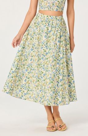 ASTR the Label Wylda Floral Print Maxi Skirt in Blue Green Multi Floral at Nordstrom, Size X-Small