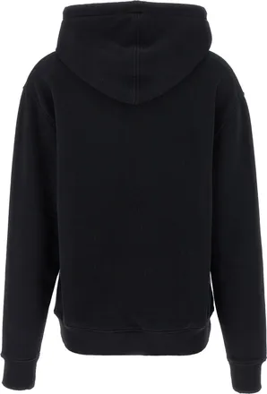 Ami Logo-Embroidered Cotton Hoodie - Black