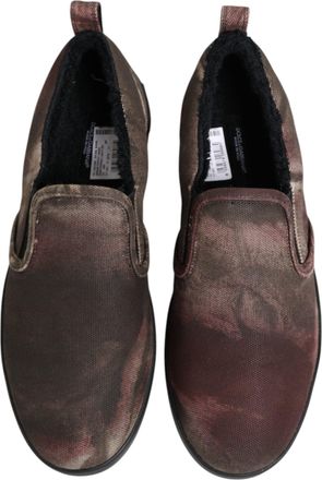 Dolce & Gabbana Multicolor Cotton Low Top Slip On Men Sneakers Shoes