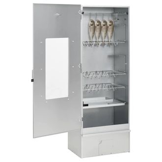 Berkfield Home Durable BBQ Oven Smoker with Wood Chips 44.5x29x110 cm Galvanised in Silver
