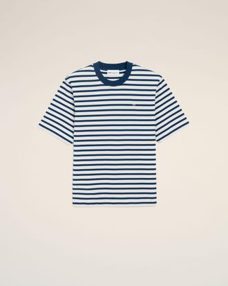 Ami Blue Cotton Boxy Fit Mariniere Ami De Coeur T-shirt Blue - XXXL - Unisex