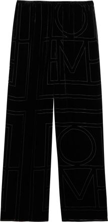 Toteme Monogram Devore Velvet Pyjama Trousers - Black - 38 (UK10 / S)
