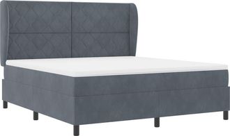 vidaXL Vidaxl - Box Spring Bed with Mattress Dark grey 180 x 200 cm Velvet